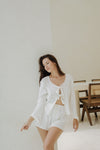 Clara Pointelle Shorts - Cream white