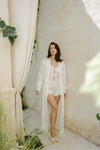Amelia Maxi Bridal Silk Satin Robe - Pearlescent White