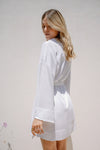 Kara Kimono Linen Robe - White