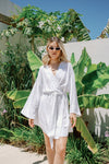Kara Kimono Linen Robe - White