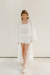 Isabella Frill Wrap Over Bridal Robe - Ivory White