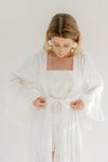 Isabella Frill Wrap Over Bridal Robe - Ivory White