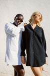 Ivy Cotton Boyfriend Shirt Dress - Black