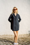 Ivy Cotton Boyfriend Shirt Dress - Black