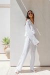 Luna Long Lounge Pyjamas - White Shell