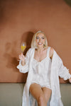 Olivia Bridal embroidered pyjama set - White