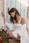 Olivia Embroidered Bridal robe - White