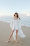 Rae Embroidered Maxi Bridal Robe - Ivory White