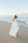 Rae Embroidered Maxi Bridal Robe - Ivory White