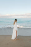 Rae Embroidered Maxi Bridal Robe - Ivory White