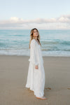 Rae Embroidered Maxi Bridal Robe - Ivory White