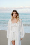 Rae Embroidered Maxi Bridal Robe - Ivory White