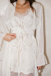 Isabella Iridescent Chiffon Robe - Vintage Cream