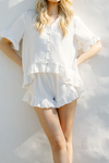 Remi Frill Pyjama Top - Ivory