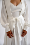 Amelia Maxi Bridal Silk Satin Robe - Pearlescent White
