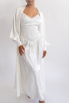 Amelia Maxi Bridal Silk Satin Robe - Pearlescent White